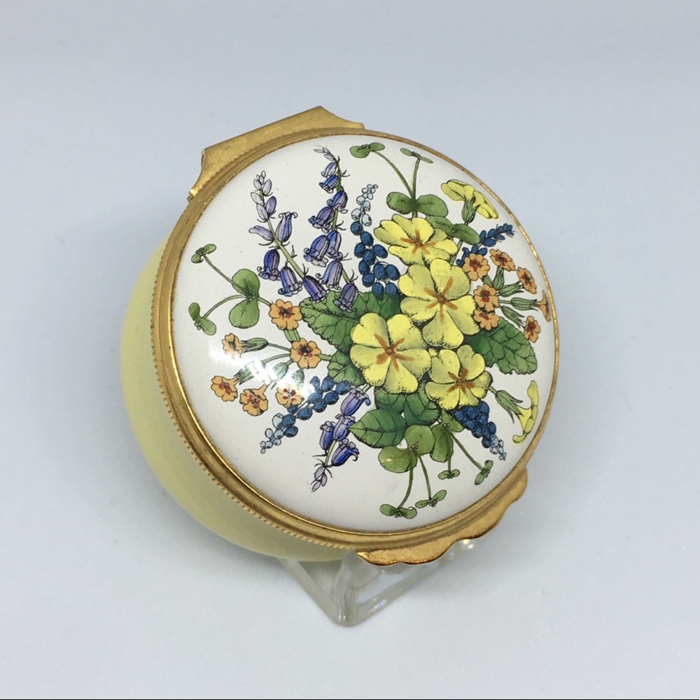 Halcyon Days Enamels Trinket Box, Floral Pattern